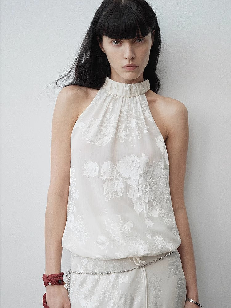 "Light and Shadow" Retro Posey Halter Neck Vest