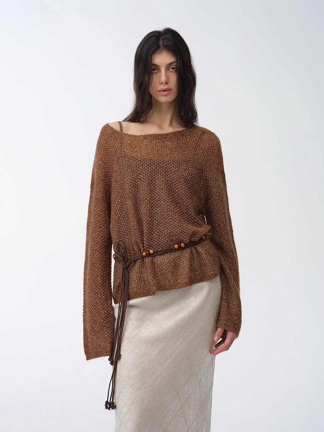 Mohair Sequin Knit Blended Hollow Oversized Sweater