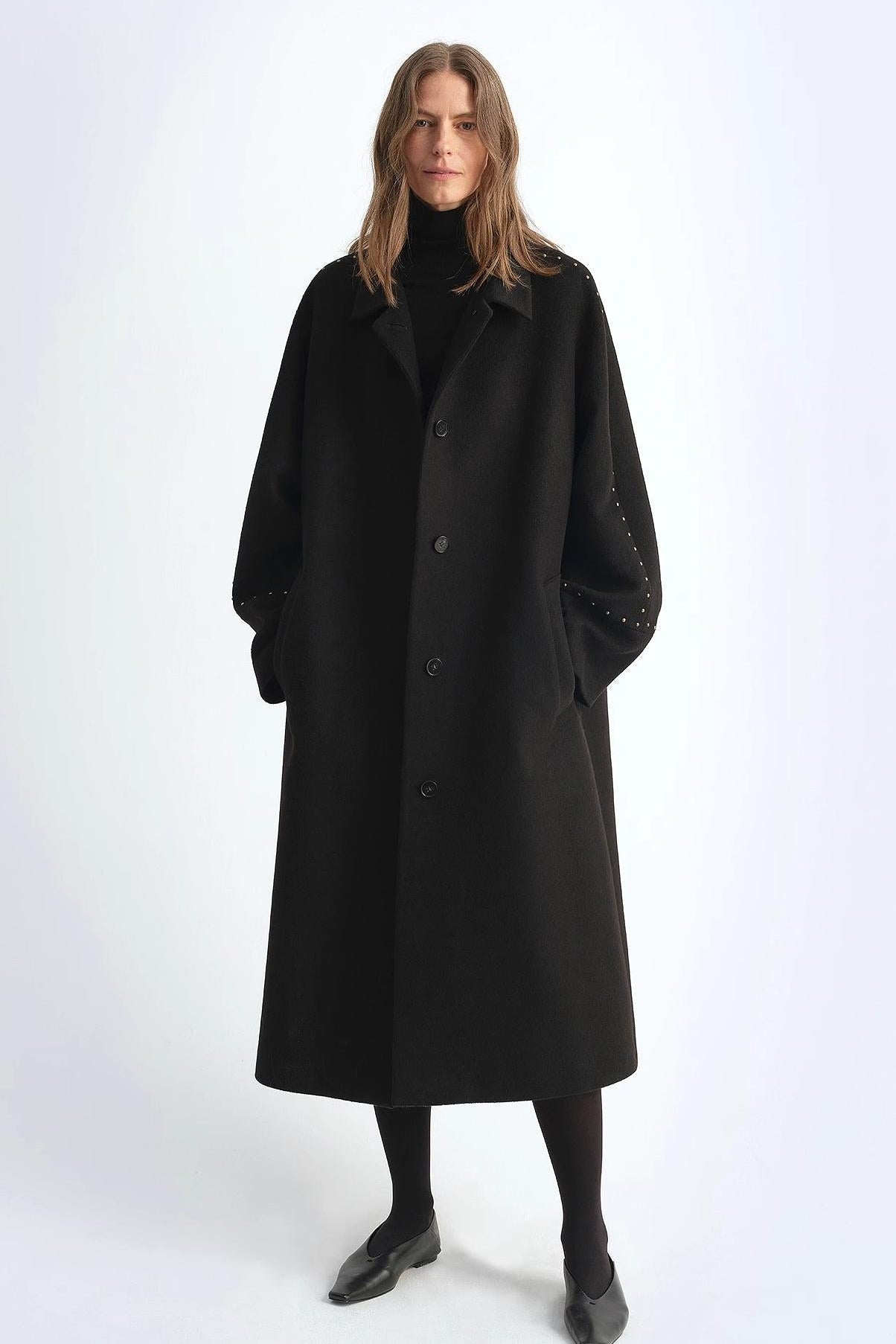 "Dream of Champs Elysees" Riveted Lapel Wool Coat Women's Autumn and Winter Coat