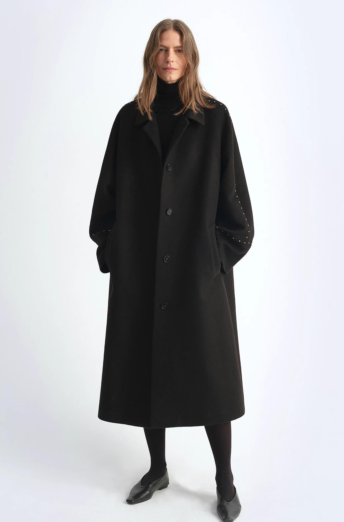 "Dream of Champs Elysees" Riveted Lapel Wool Coat Women's Autumn and Winter Coat