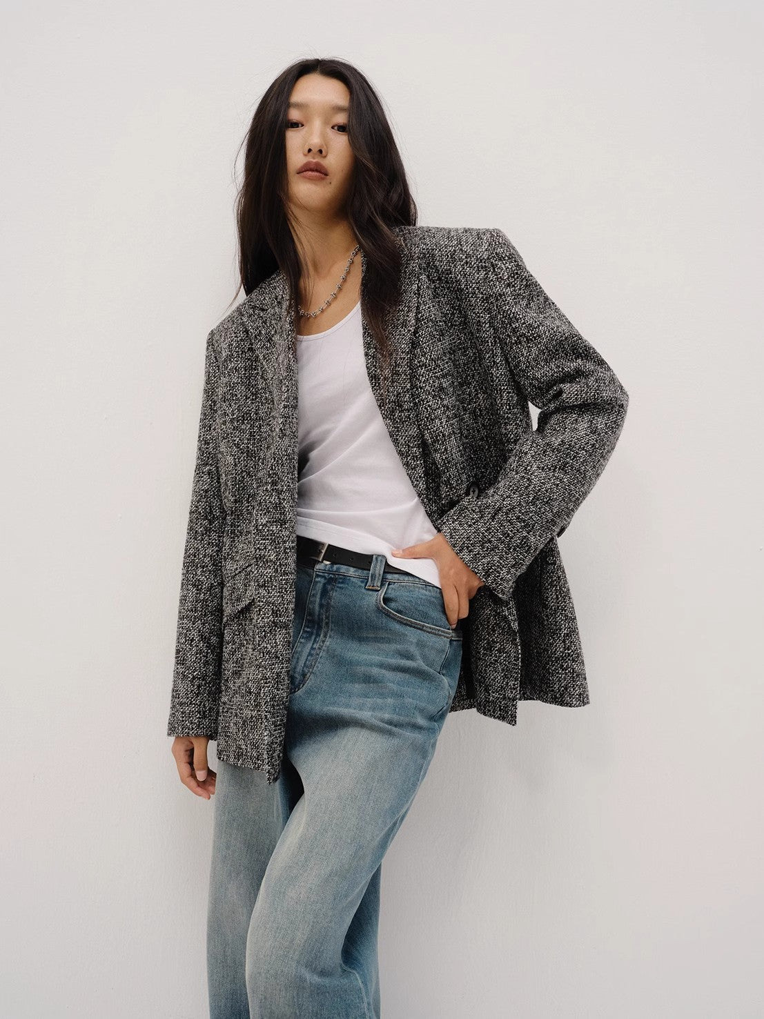 "Long Night Meteor" Limited Edition Italian Imported Yarn Fashionable Chanel Style Tweed Blazer