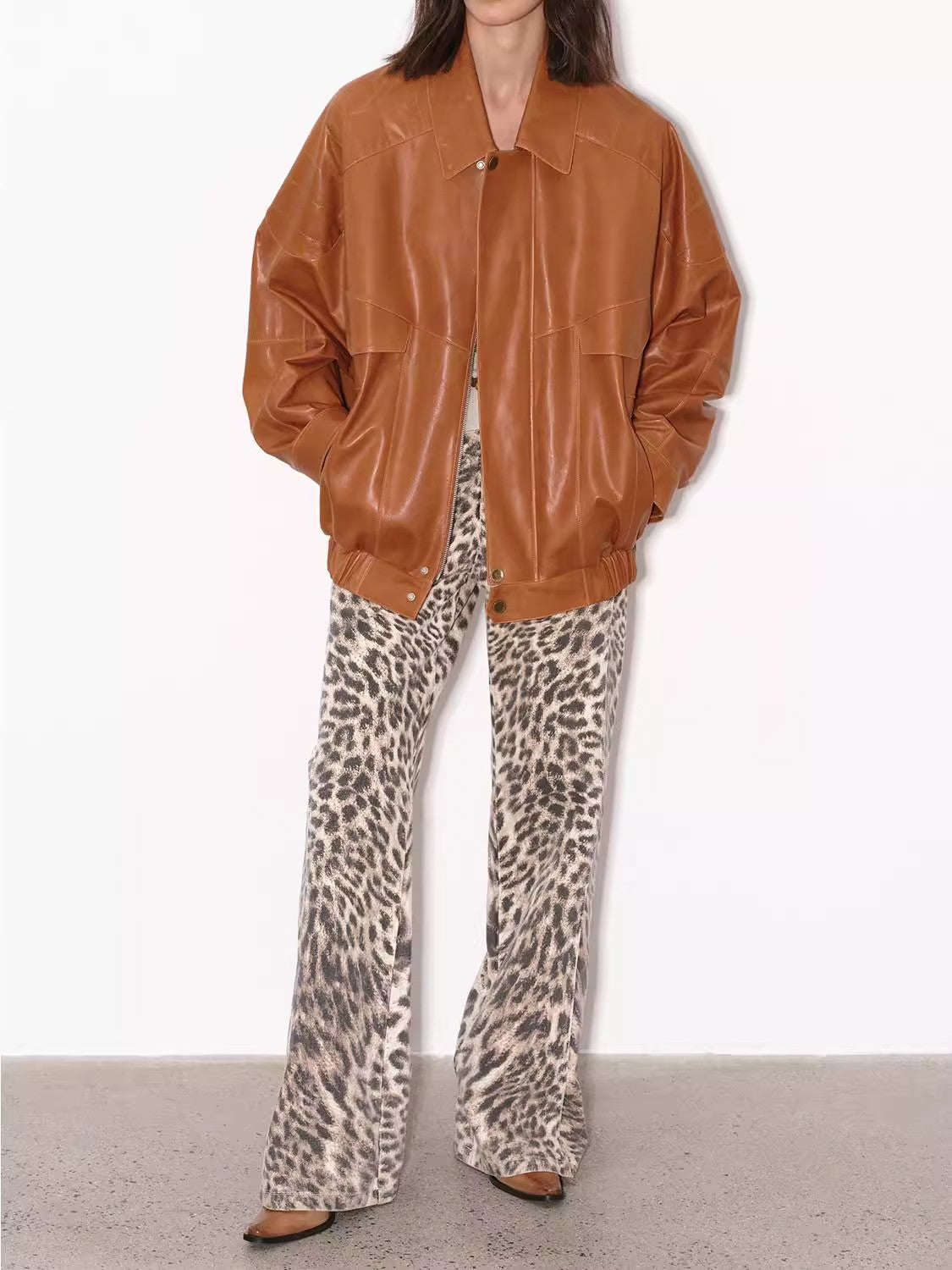 Rebel Vintage Distressed Waxed Silhouette Lapel Leather Jacket