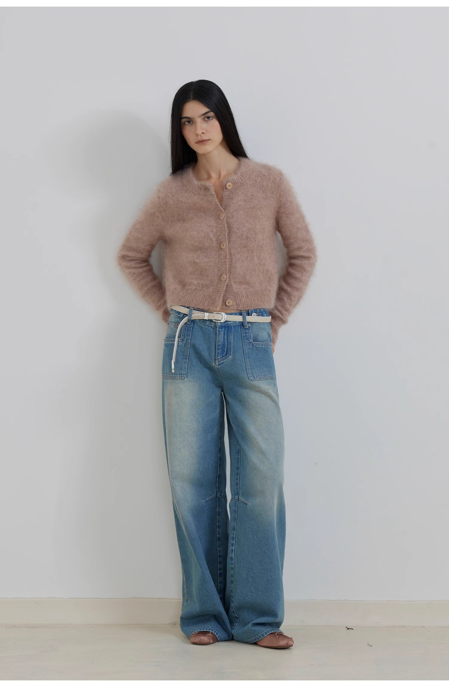 High-Proportion Mohair Knit Cardigan Women's