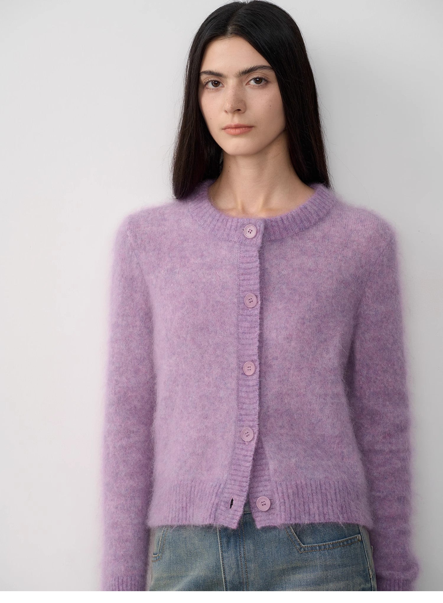 High-Proportion Mohair Knit Cardigan Women's
