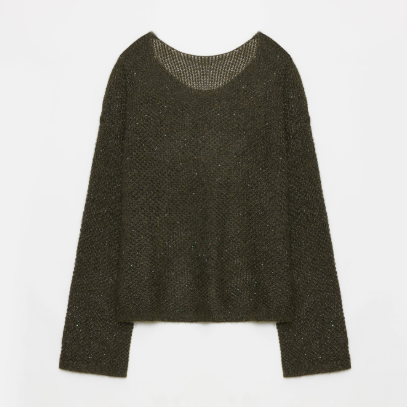 Mohair Sequin Knit Blended Hollow Oversized Sweater