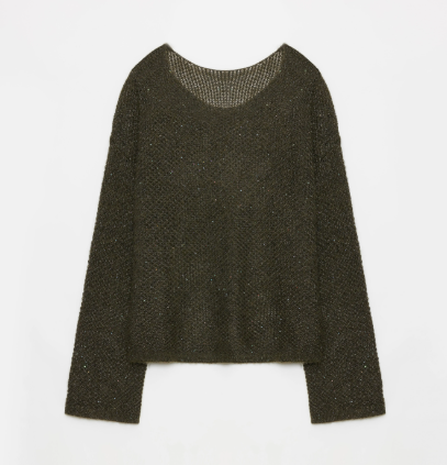 Mohair Sequin Knit Blended Hollow Oversized Sweater