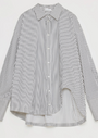 "Striped Fantasy" Casual Asymmetric Slanted Front Two-Wear Striped Long Sleeve Shirt