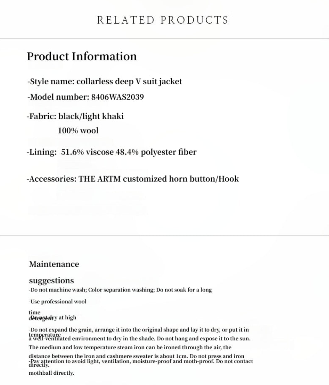 Australian Merino Wool Classic Simple Collarless Deep V-Neck Blazer