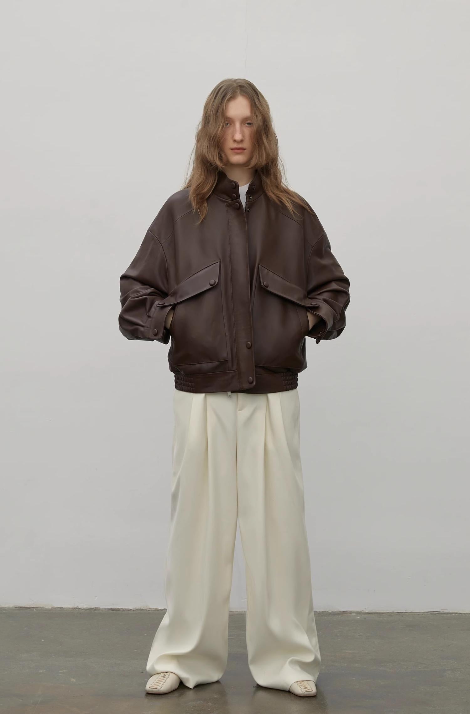 Fireladyfur Women's Genuine Sheep Leather Motorcycle Short Jacket