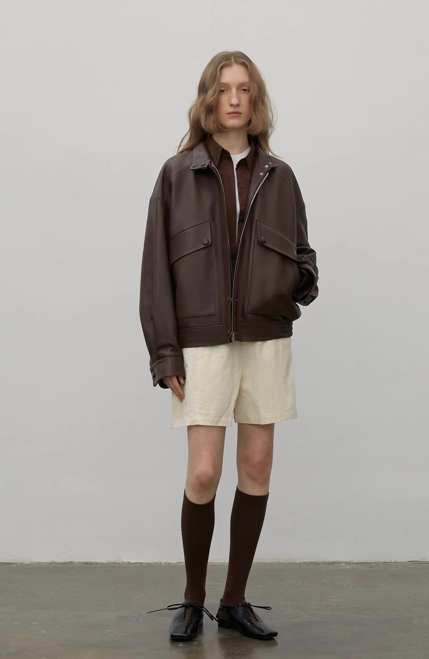 Fireladyfur Women's Genuine Sheep Leather Motorcycle Short Jacket