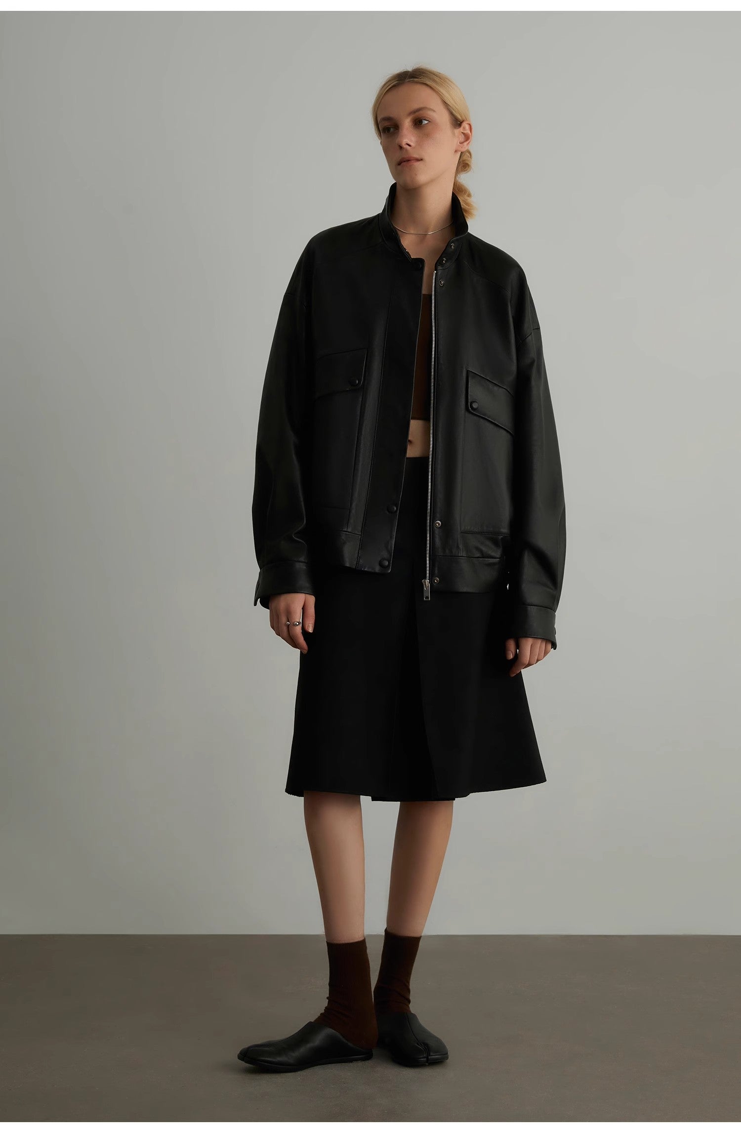 Fireladyfur Women's Genuine Sheep Leather Motorcycle Short Jacket