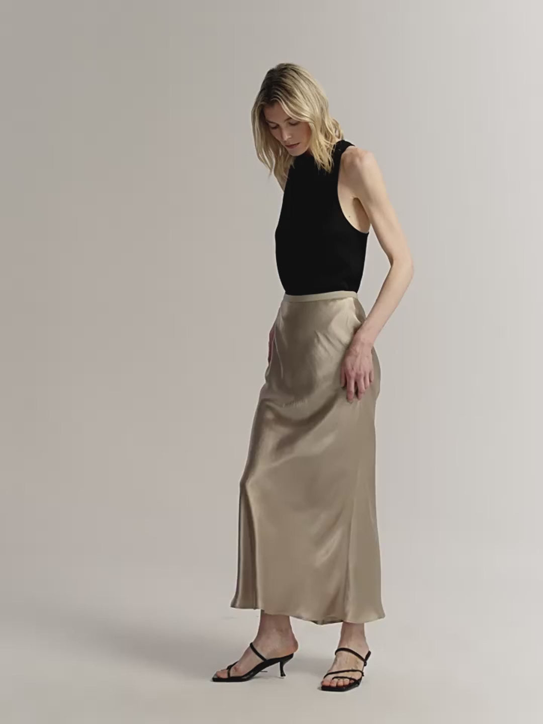 Acetate Glossy Bias-Cut Elegant Slim Fishtail Skirt