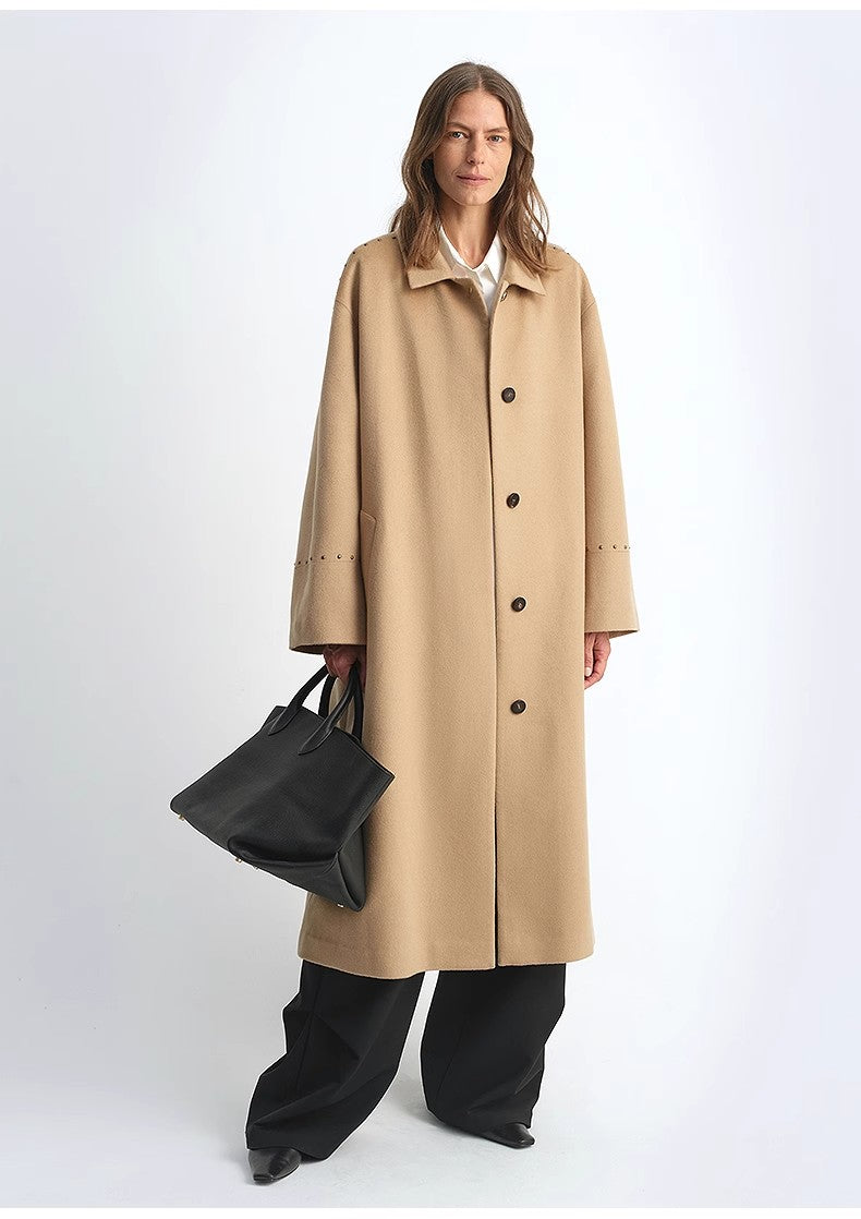 "Dream of Champs Elysees" Riveted Lapel Wool Coat Women's Autumn and Winter Coat