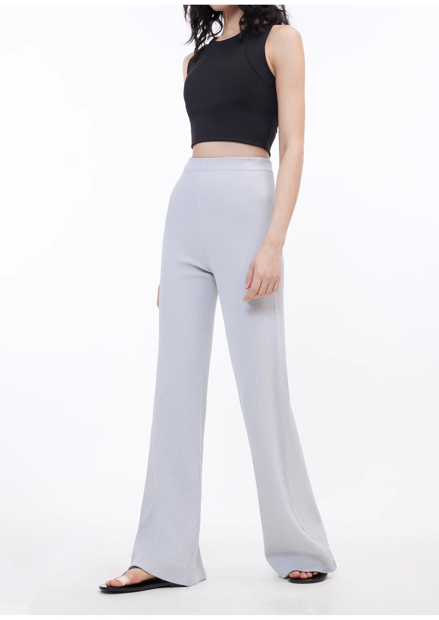 Knitted Bootcut Trousers, Glutinous Rice Trousers, Pit Striped Casual Trousers