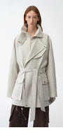 Relaxed Gold Linen Blend Lace-Up Mid-Length Trench Coat Spring"Flynn Magazine"