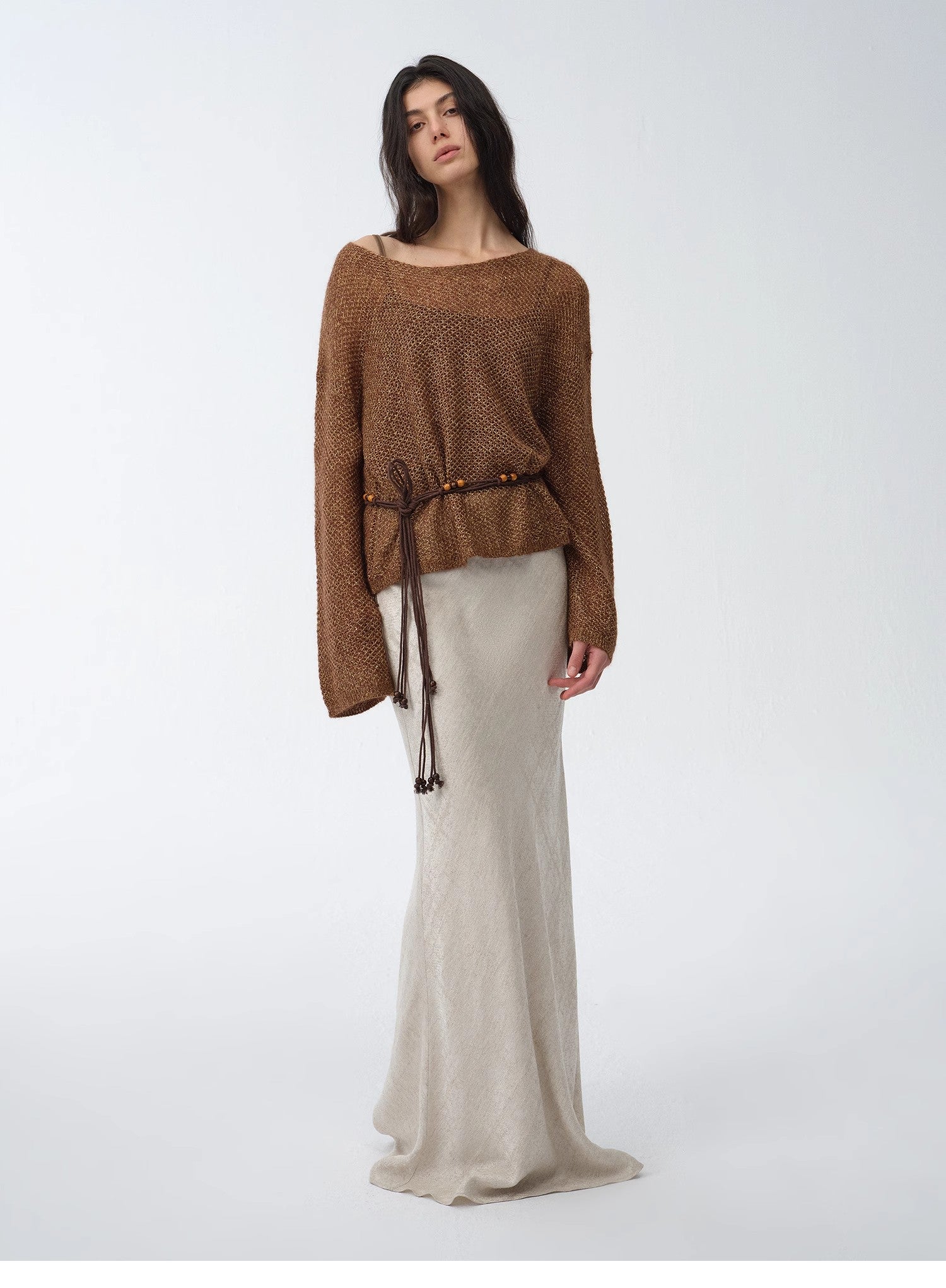 Mohair Sequin Knit Blended Hollow Oversized Sweater
