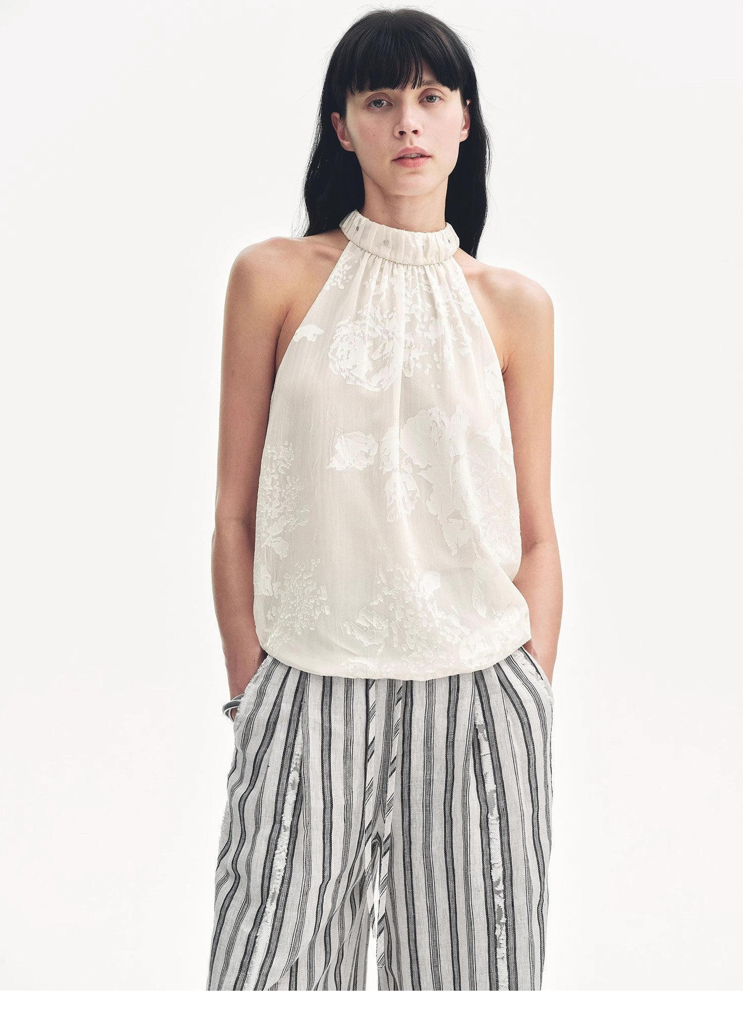 "Light and Shadow" Retro Posey Halter Neck Vest