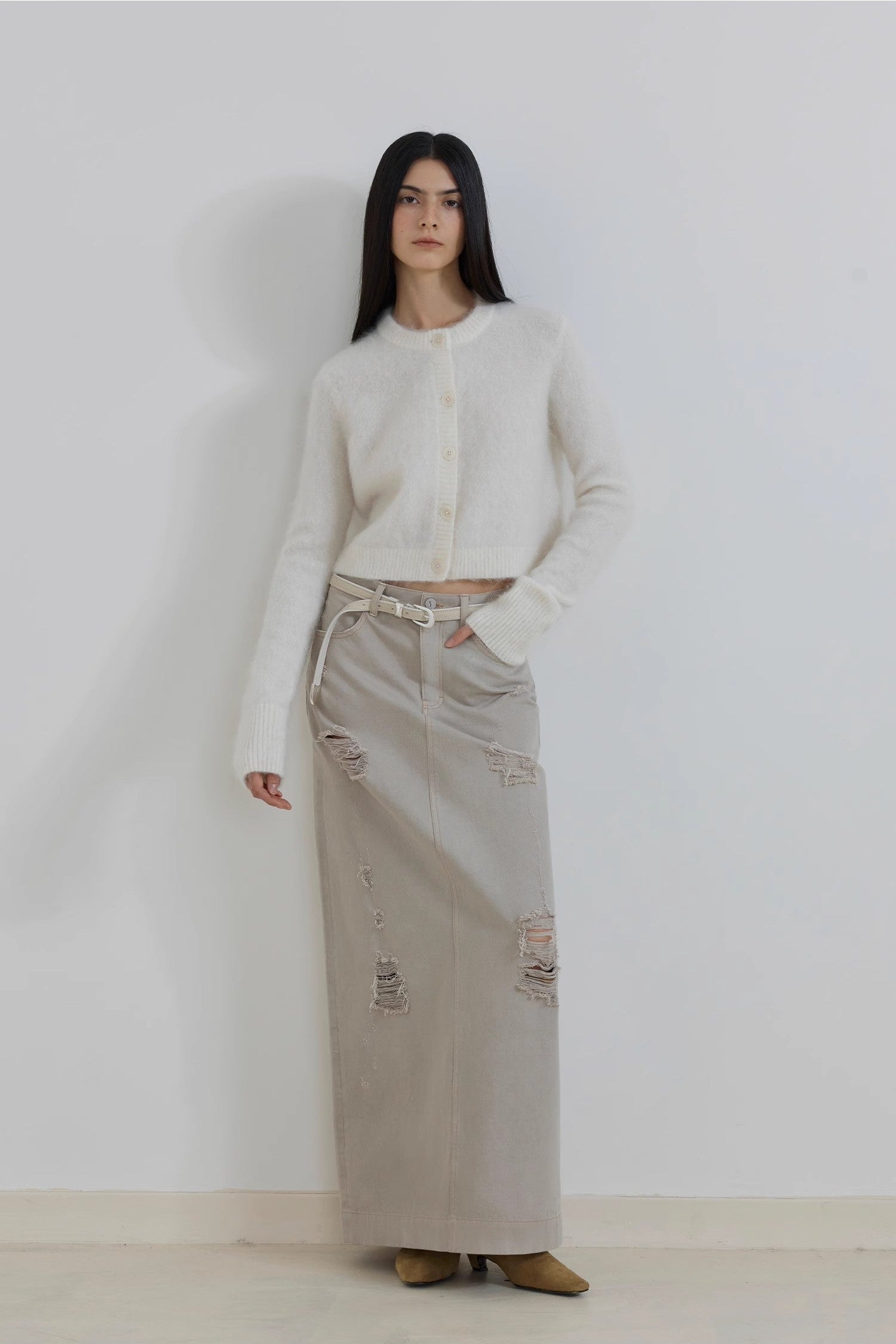 High-Proportion Mohair Knit Cardigan Women's