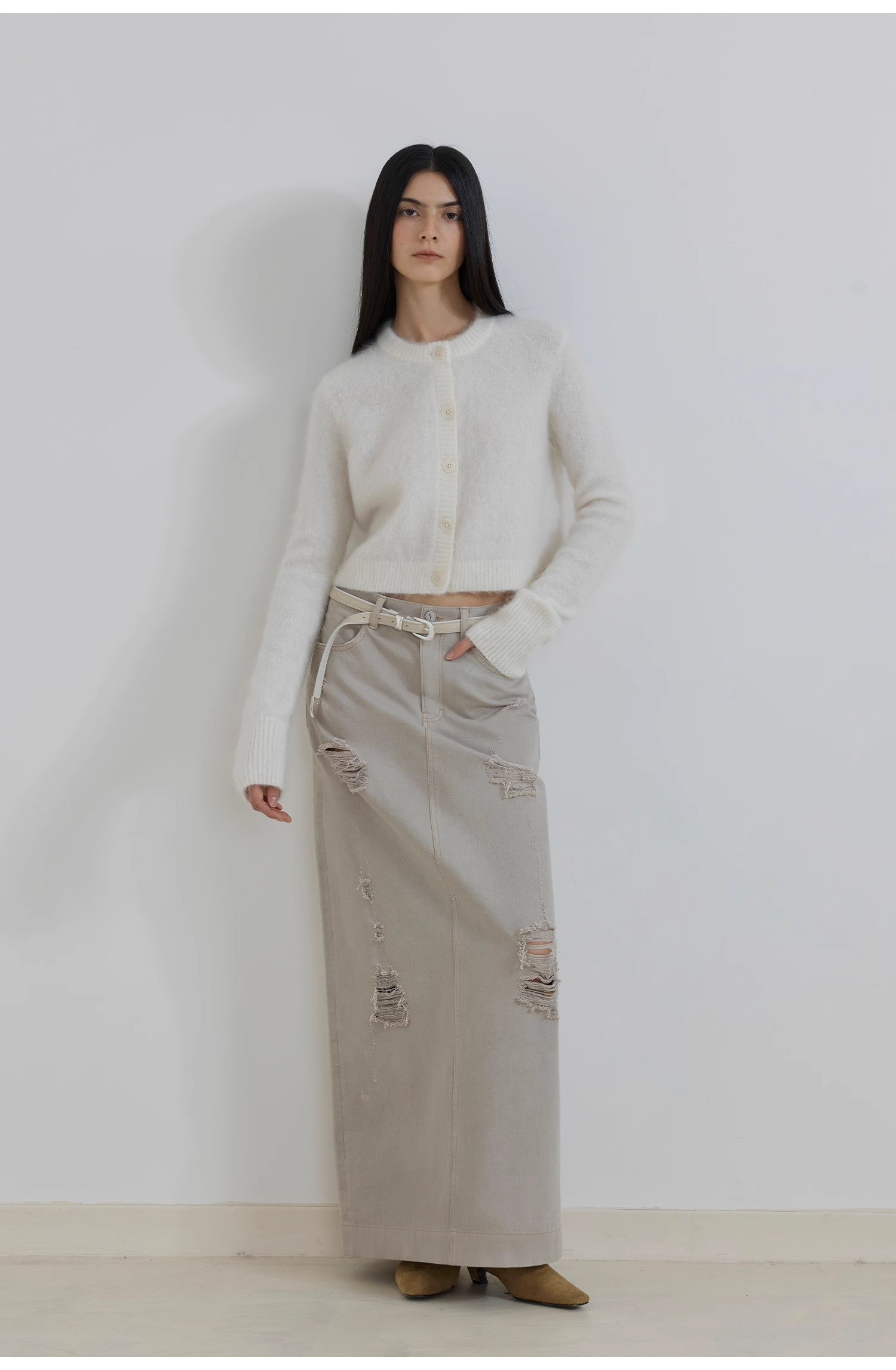 High-Proportion Mohair Knit Cardigan Women's