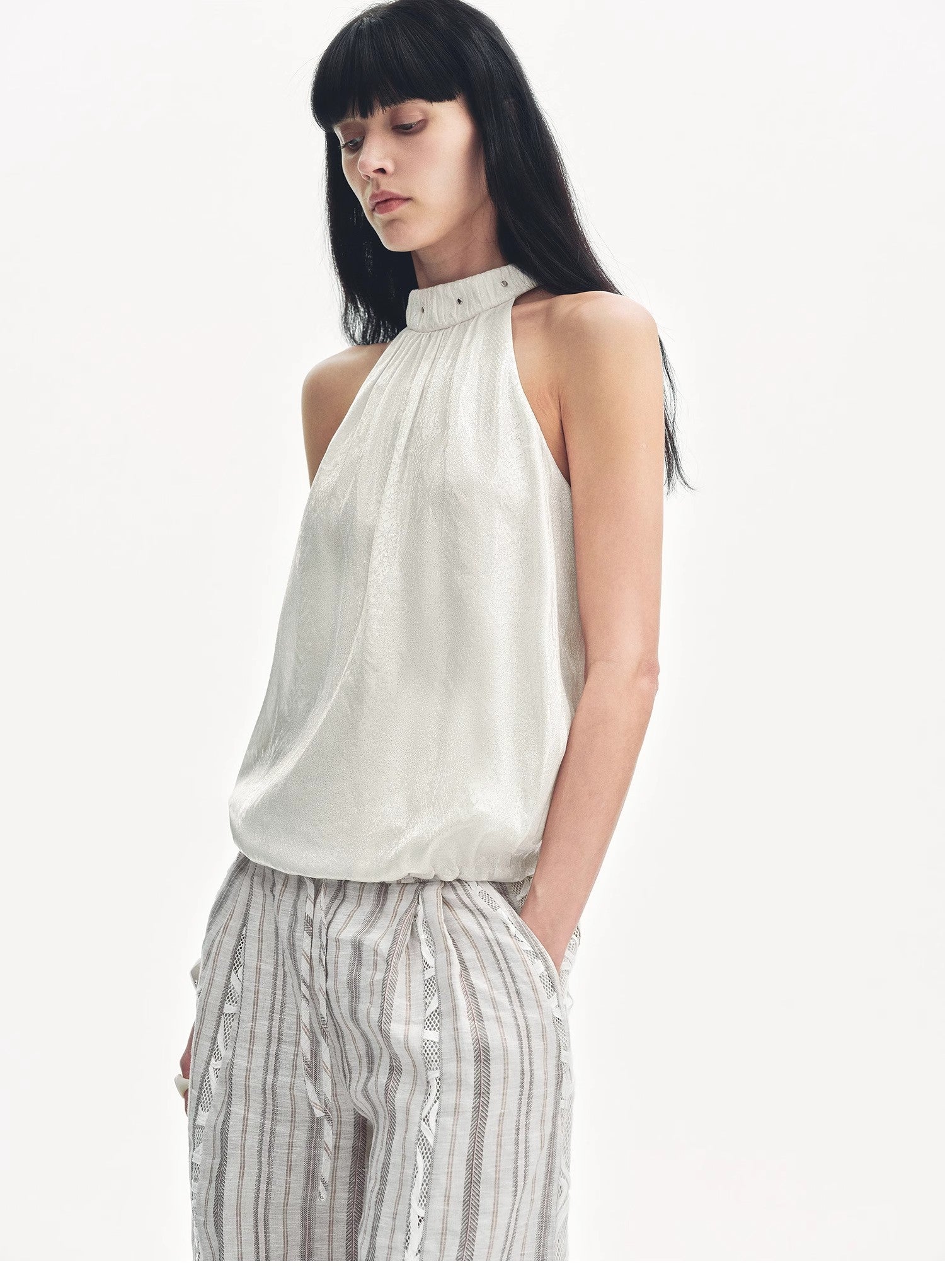 "Light and Shadow" Retro Posey Halter Neck Vest