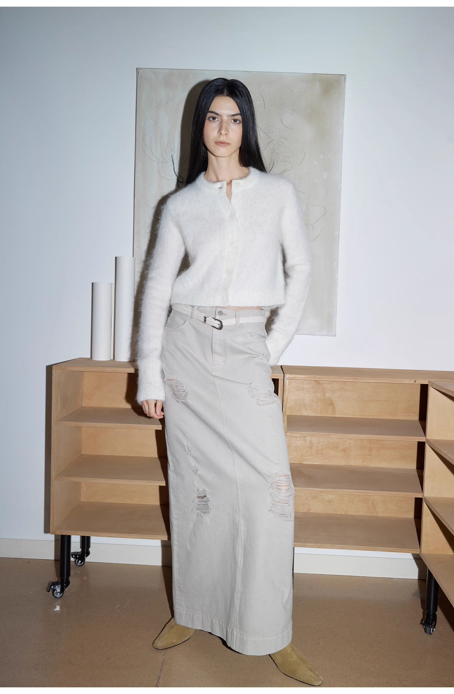 High-Proportion Mohair Knit Cardigan Women's