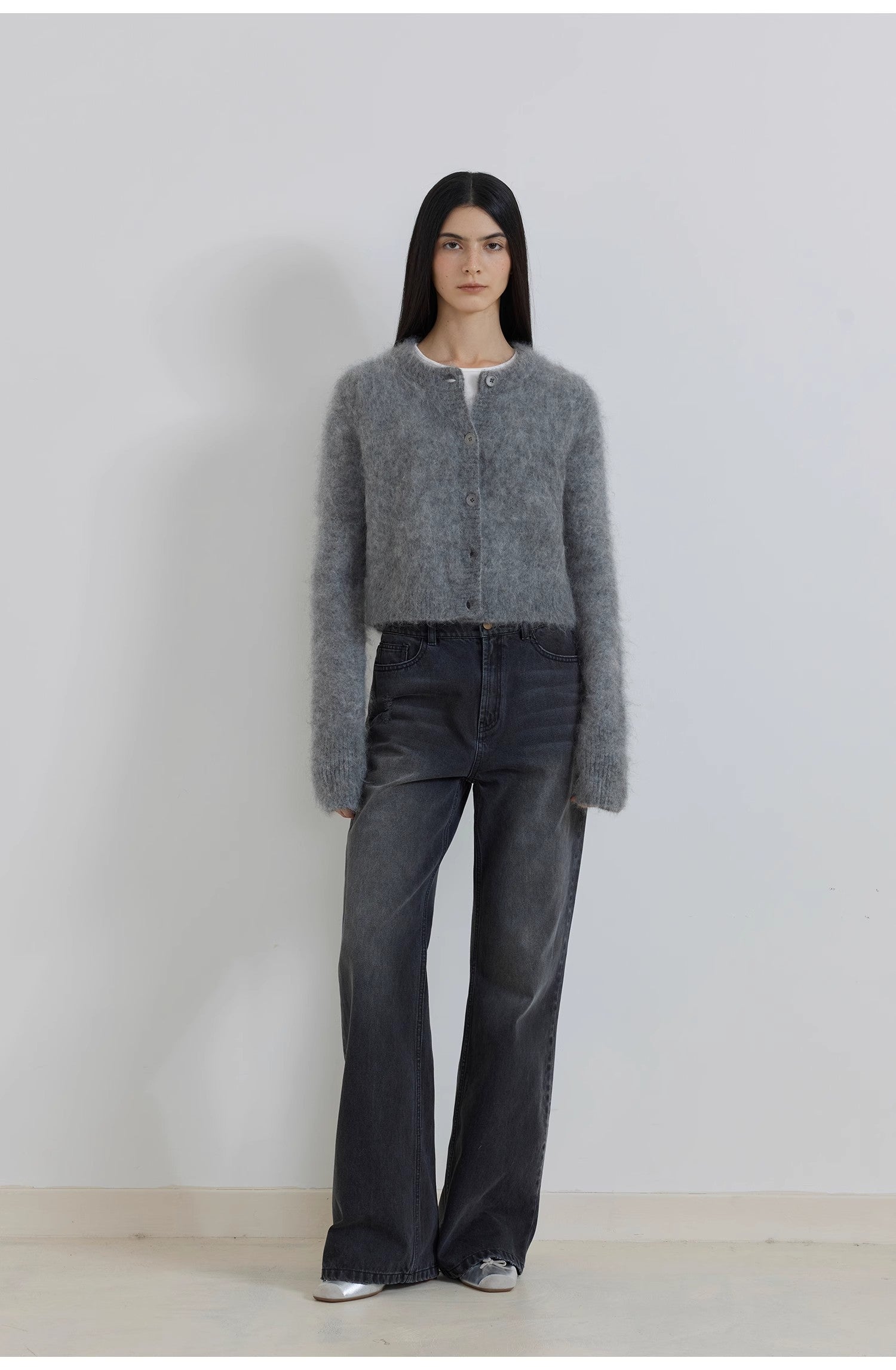High-Proportion Mohair Knit Cardigan Women's