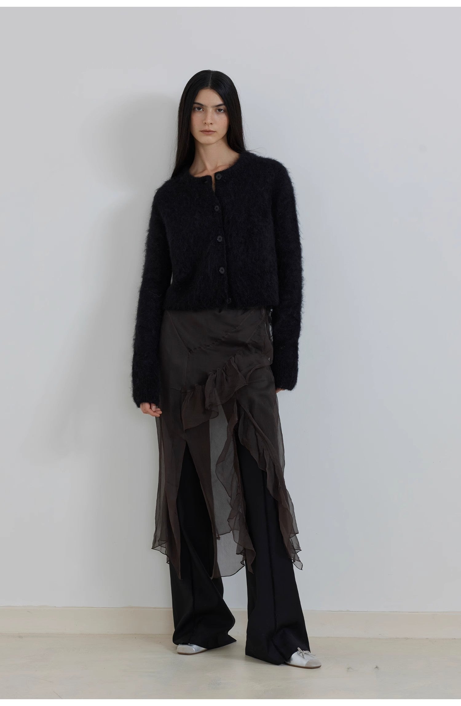 High-Proportion Mohair Knit Cardigan Women's