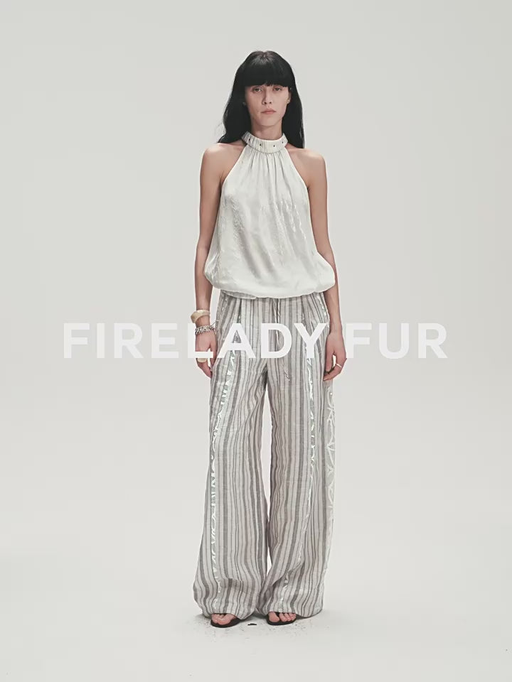 "Light and Shadow" Retro Posey Halter Neck Vest