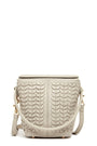 Woven Leather Bucket Bag Quilted Grayish Beige Crossbody Purse Women's Handbag