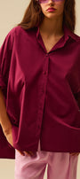Burgundy Oversized Blouse With Short Sleeve