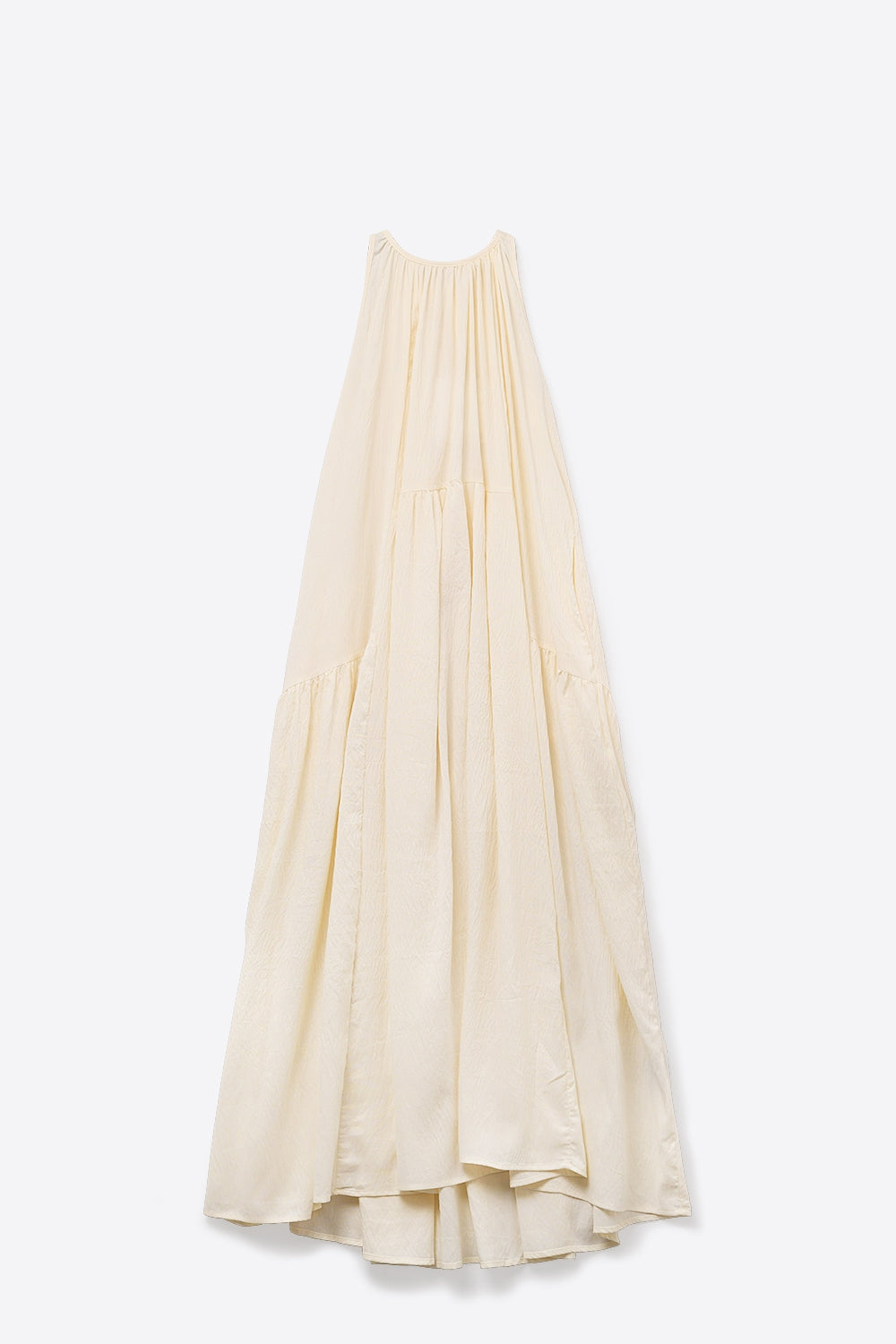 Cream Halter Neck Maxi Dress With Seam Detailing