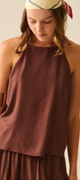 Halter Neck Basic Summer Tank in Chocolate Brown