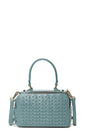 Woven Leather Crossbody Bag Blue Purse Women's Handbag