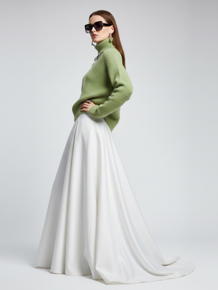 Olive Fuzzy Knit Turtleneck Sweater - BYMANYC ® New York