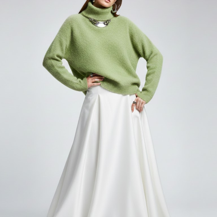 Olive Fuzzy Knit Turtleneck Sweater - BYMANYC ® New York