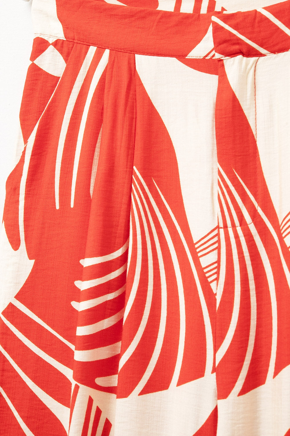 Red Abstract Print Wide-Leg Trousers