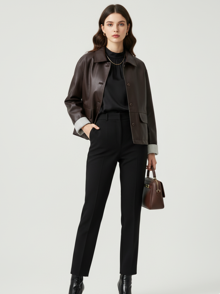 Retro PU Leather Jacket for Women