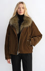 Fireladyfur Women's Loose Parka With Detachable Raccoon Fur Collar
