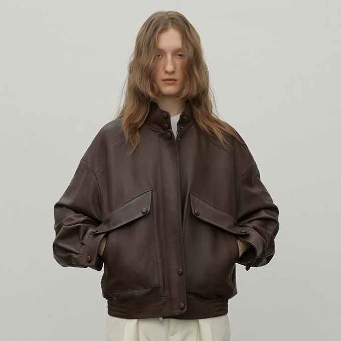 Fireladyfur Women's Genuine Sheep Leather Motorcycle Short Jacket