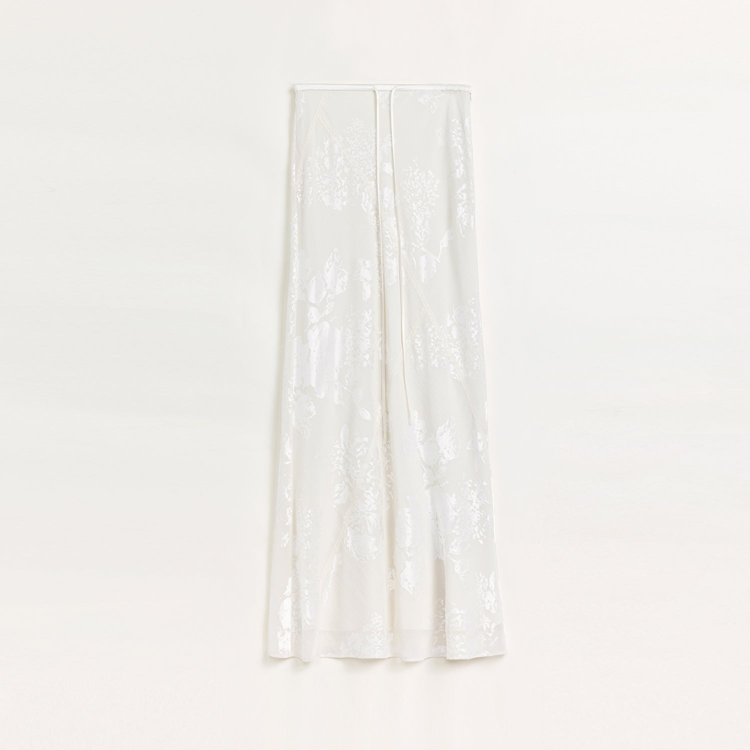 "Seville" Bias-Cut Fishtail Midi Skirt in Burnt Pattern Material
