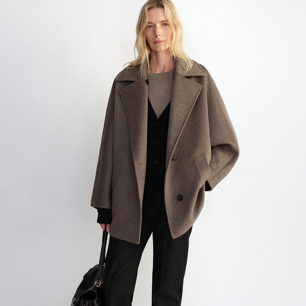 Fireladyfur Women's Cashmere Wool Short Coat With Bat Sleeves"Fleeting Memories"