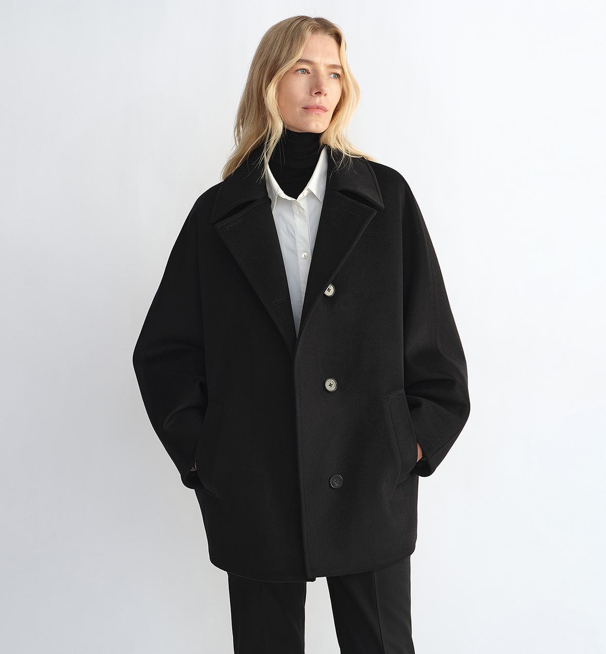 Fireladyfur Women's Cashmere Wool Short Coat With Bat Sleeves"Fleeting Memories"