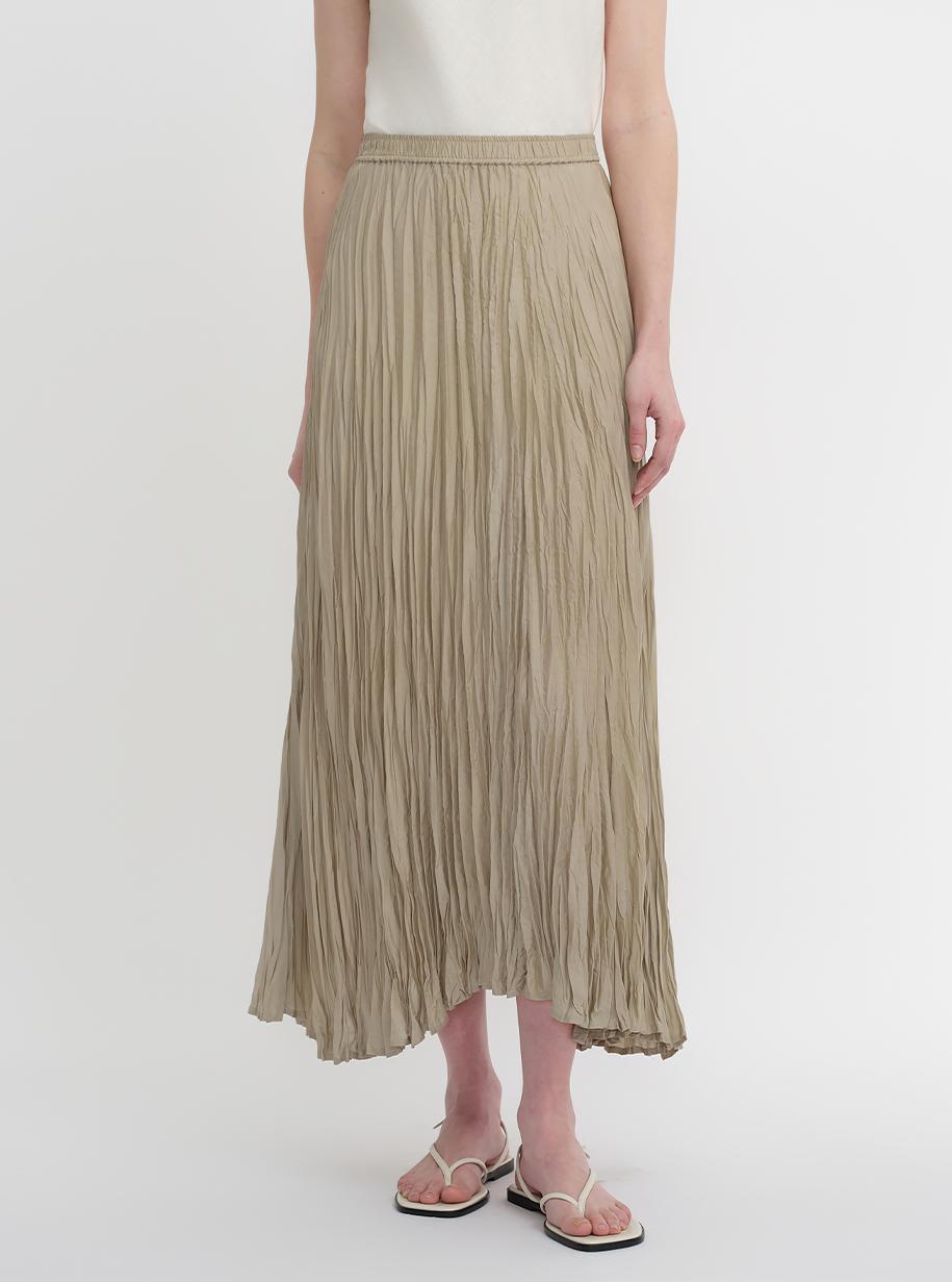 Mulberry Silk Custom Pleated Irregular Hem Skirt for Women