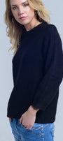Black Knitted Crew Neck Sweater