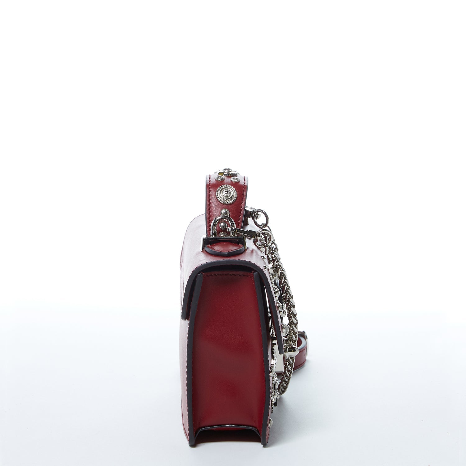 Studded Small Leather Crossbody Bag Burgundy Purse  Women's Handbag