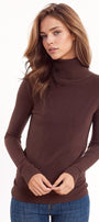 Fine Knit High Neck Jumper in Brown
