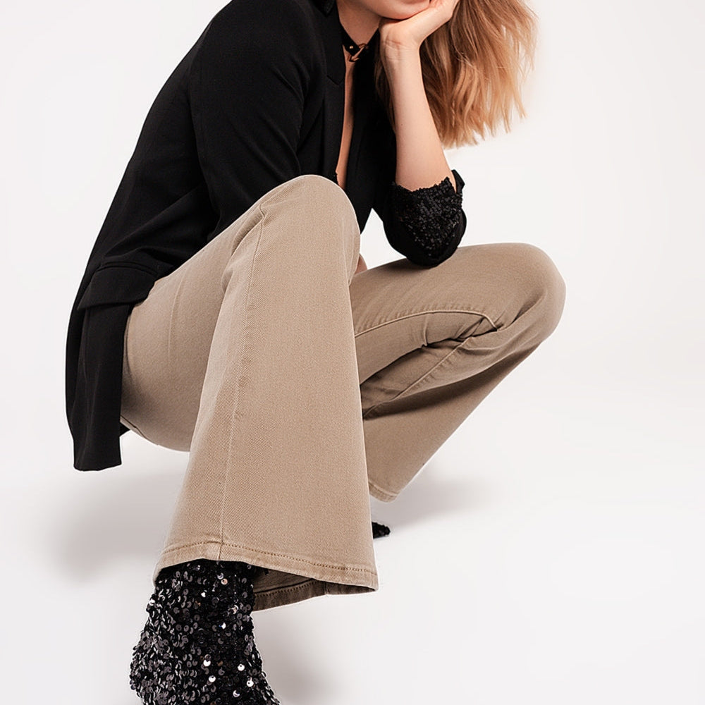 Flared Jeans in Beige