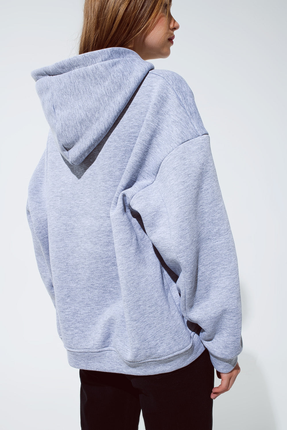 Grey Color Hoodie With Embroidered With Cést La Vie Text
