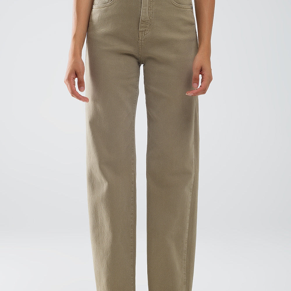 High Rise Slouchy Mom Jeans in Beige