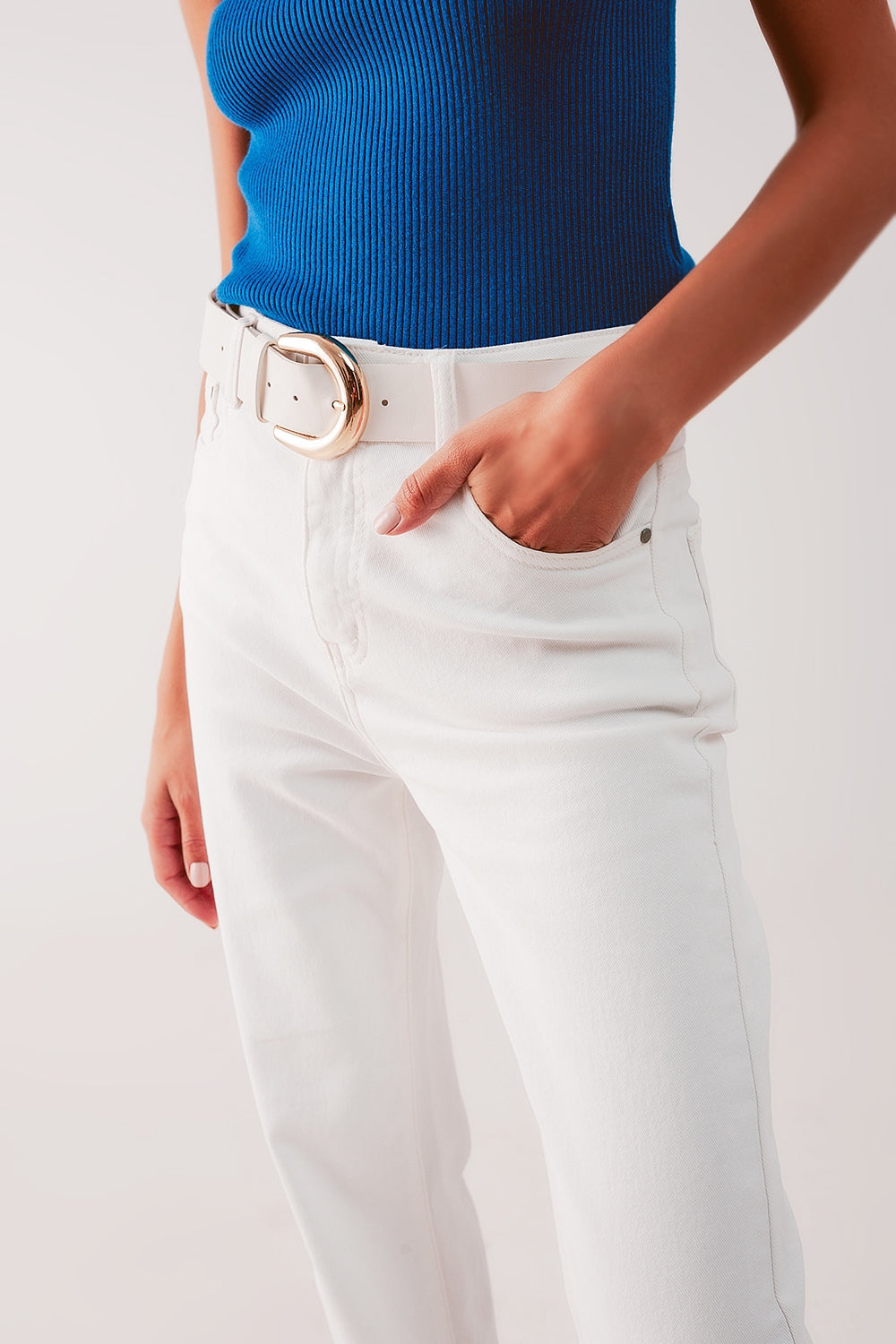 High Rise Slouchy Mom Jeans in Cream